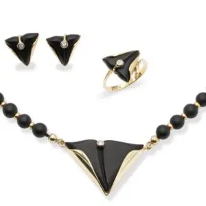 Schmuckset aus Gold mit schwarzem Onyx