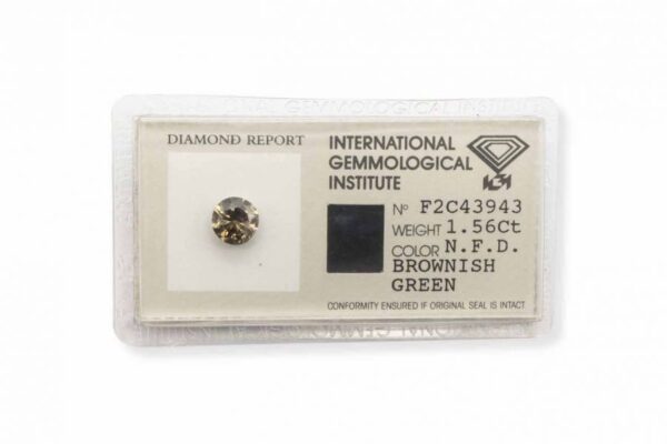 Brillant 1,56 ct natürlicher braun-grünlicher Diamant