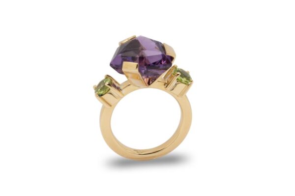 Goldener Amethyst Ring mit Peridot – Bild 4