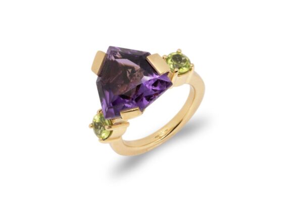 Goldener Amethyst Ring mit Peridot – Bild 2