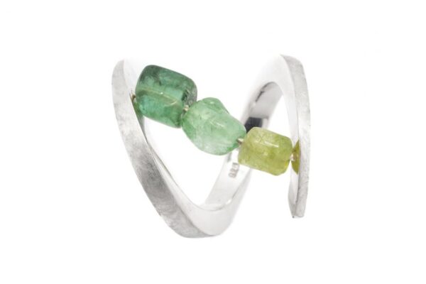 Silberring "curvy green"