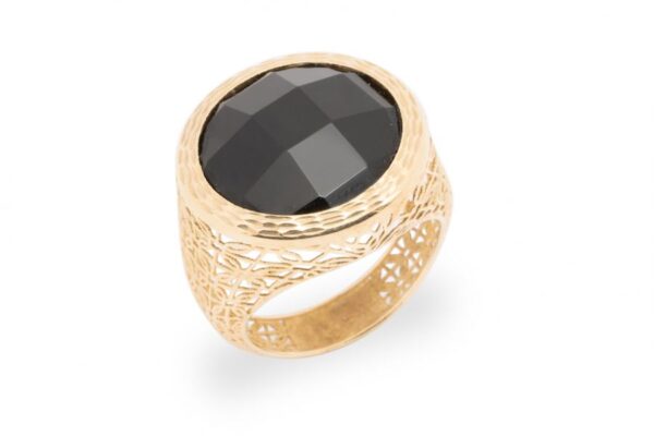 Gelbgoldring mit Onyx