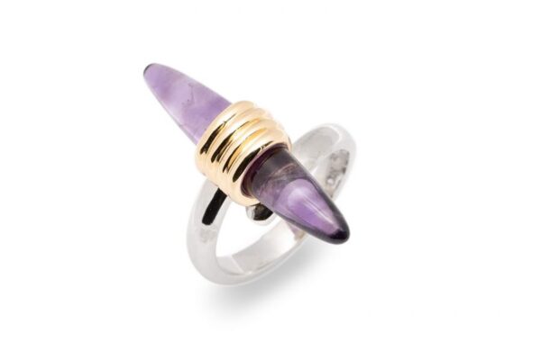 Ring mit Amethyst aus Gold und Platin