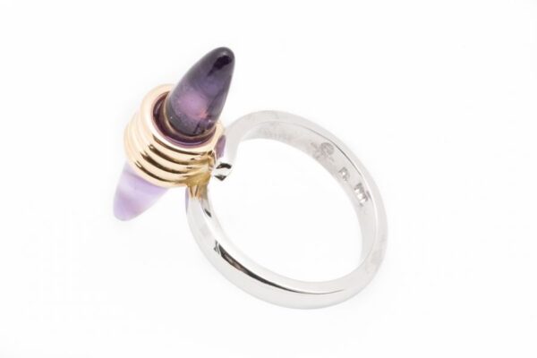 Ring mit Amethyst aus Gold und Platin – Bild 2