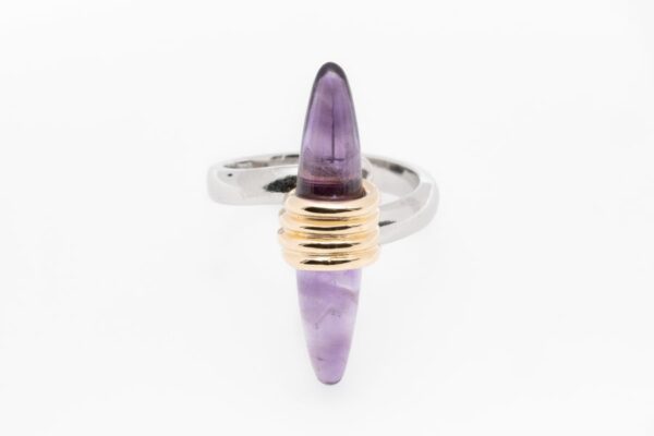 Ring mit Amethyst aus Gold und Platin – Bild 3