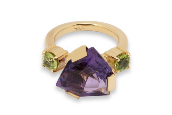 Goldener Amethyst Ring mit Peridot – Bild 4