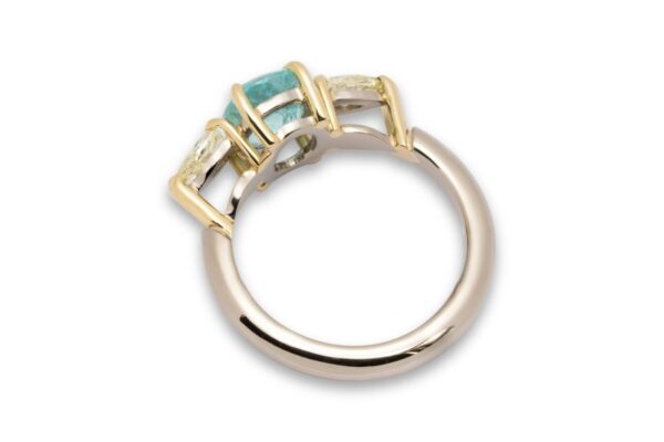 Weißgoldring mit Paraiba Turmalin und Diamanten – Bild 4